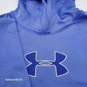 Under Armour Kids Hoodie Sweatshirt Large Blue Pullover Activewear